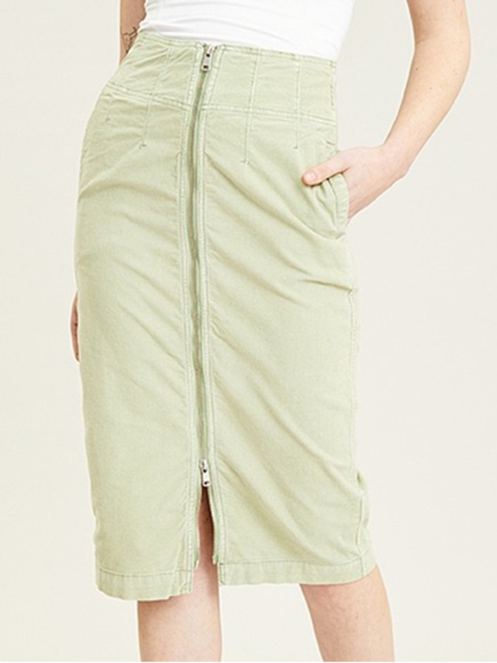Free People We The Free I Want It All Corduroy Midi Skirt Moss Green NWT